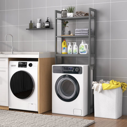 Space Saving Over-The-Toilet Metal Storage Rack with Hooks