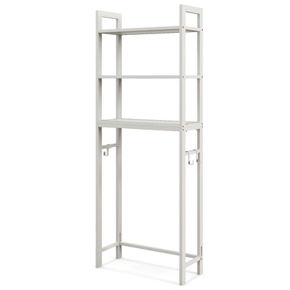 Space Saving Over-The-Toilet Metal Storage Rack with Hooks