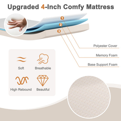 Premium Italian Made Rollaway Folding Bed with Memory Foam Mattress