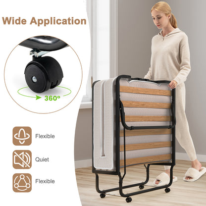 Premium Italian Made Rollaway Folding Bed with Memory Foam Mattress