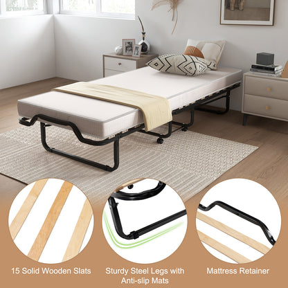Premium Italian Made Rollaway Folding Bed with Memory Foam Mattress