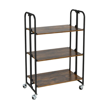 Rolling Folding Cart with Durable Metal Frame and Easy Mobility - 3 Tier