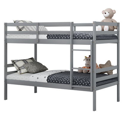 Solid Hardwood Twin Bunk Bed for Kids - Grey