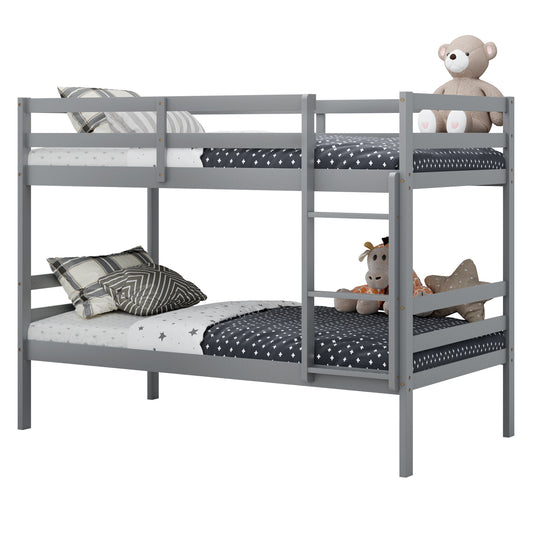 Solid Hardwood Twin Bunk Bed for Kids - Grey