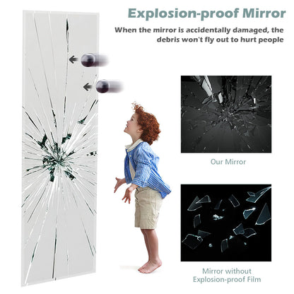 43 x 15 Inch Frameless Full-Length Wall Mirror with Clear Imaging and Explosion-Proof Film
