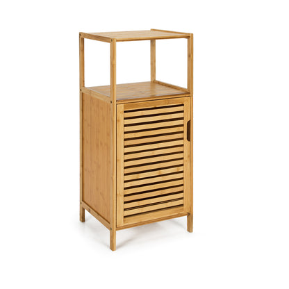 Compact Bamboo Bathroom Storage Cabinet with Shelves and Door