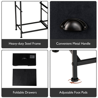 Modern 5-Drawer Storage Dresser with Fabric Bins and Metal Frame – Black Organizer Cabinet