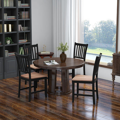 Set of 4 Spindle Back Wooden Dining Chairs with Sturdy Legs for Living Room and Kitchen