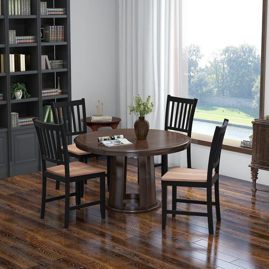 Set of 4 Spindle Back Wooden Dining Chairs with Sturdy Legs for Living Room and Kitchen