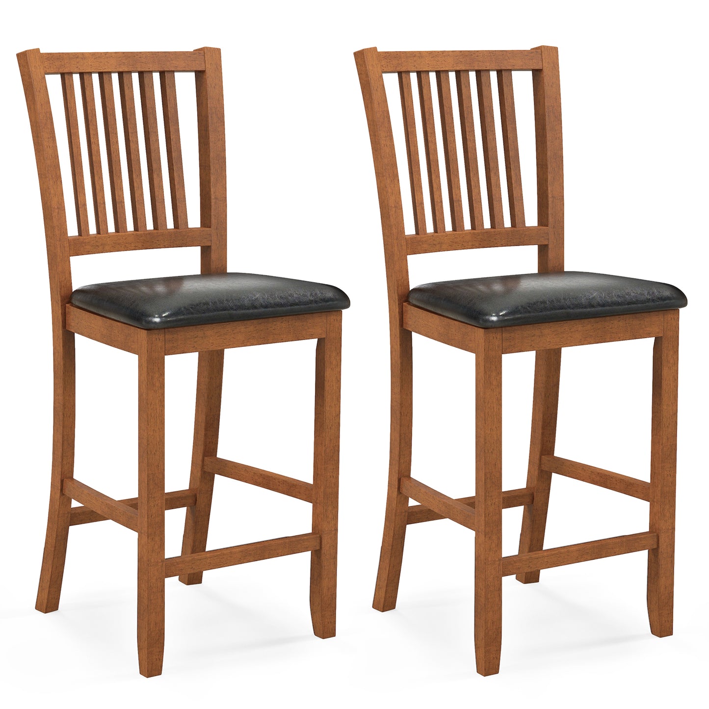 Counter Height Bar Chair Set of 2 with Comfortable Backrest and Footrest