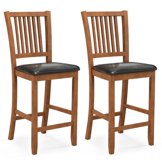 Counter Height Bar Chair Set of 2 with Comfortable Backrest and Footrest