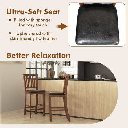 Counter Height Bar Chair Set of 2 with Comfortable Backrest and Footrest