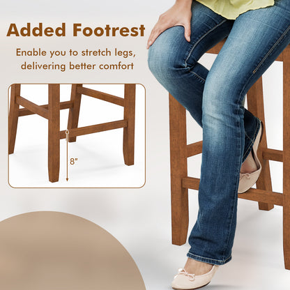 Counter Height Bar Chair Set of 2 with Comfortable Backrest and Footrest