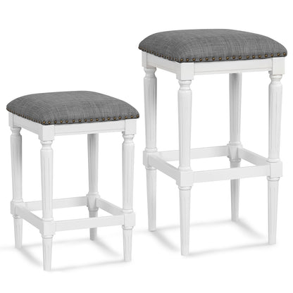 Adjustable Height Saddle Bar Stools Set of 2 with Padded Seats and Footrests