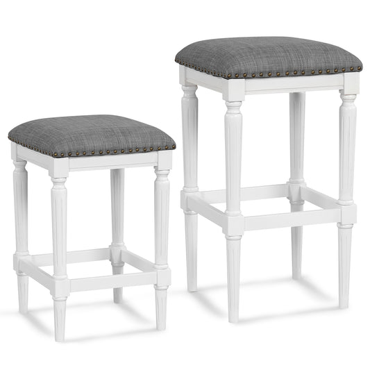 Adjustable Height Saddle Bar Stools Set of 2 with Padded Seats and Footrests