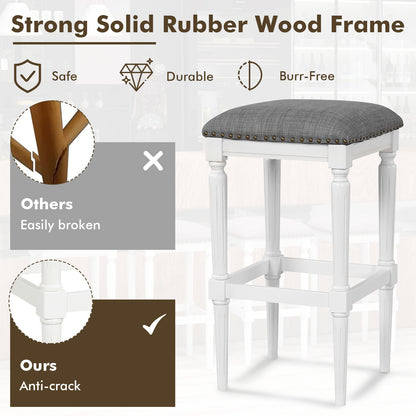 Adjustable Height Saddle Bar Stools Set of 2 with Padded Seats and Footrests