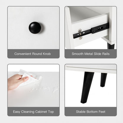 White 4-Drawer Dresser Cabinet with Wide Top and Modern Storage Design for Bedroom or Entryway