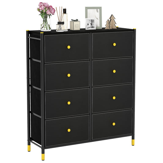 8-Drawer Fabric Dresser Organizer with Metal Frame and Wood Top for Bedroom