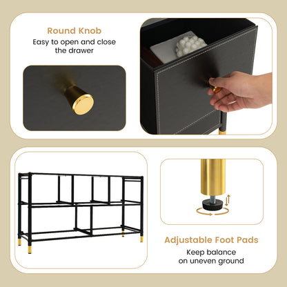 5-Drawer Fabric Dresser Organizer with Metal Frame and Wood Top for Bedroom