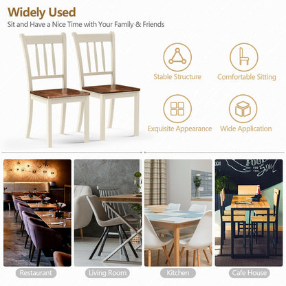 Set of 2 Whitesburg Spindle Back Dining Chairs with Solid Wood Frame and White Finish
