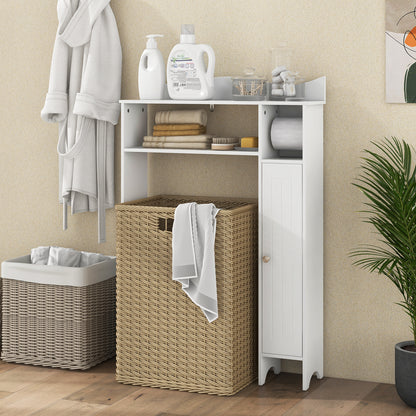 Wooden Over-the-Toilet Storage Cabinet with Adjustable Shelves & Toilet Paper Holder