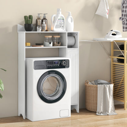 Wooden Over-the-Toilet Storage Cabinet with Adjustable Shelves & Toilet Paper Holder