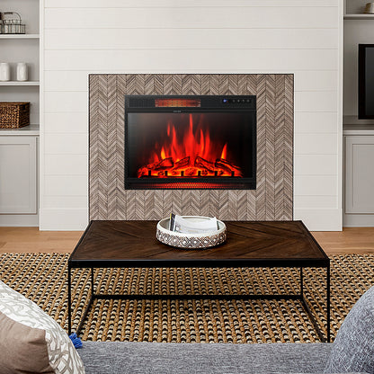 28 Inch Electric Fireplace Freestanding and Recessed with Remote Control