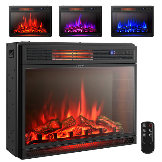 28 Inch Electric Fireplace Freestanding and Recessed with Remote Control