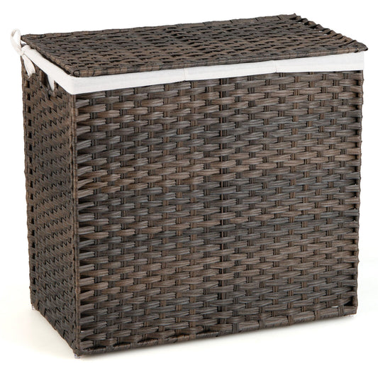 Portable 10L 3 Section Laundry Hamper with Washable Liner and Side Handles