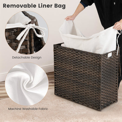 Portable 10L 3 Section Laundry Hamper with Washable Liner and Side Handles