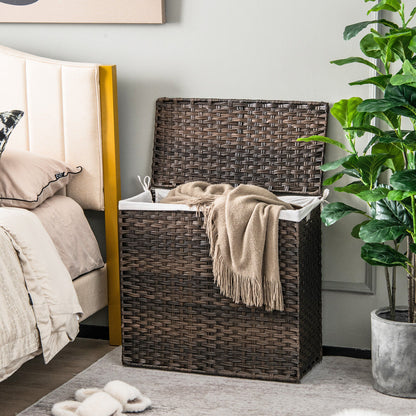 Portable 10L 3 Section Laundry Hamper with Washable Liner and Side Handles