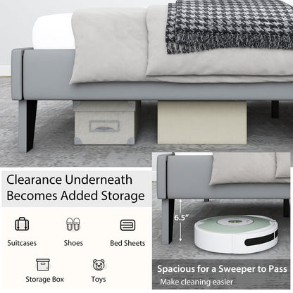 Modern Velvet Upholstered Bed Frame with High Headboard – Queen Size