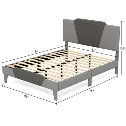 Modern Velvet Upholstered Bed Frame with High Headboard – Queen Size