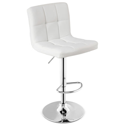 Ergonomic Swivel Bar Stool with Adjustable Height and PU Leather Cushion - White