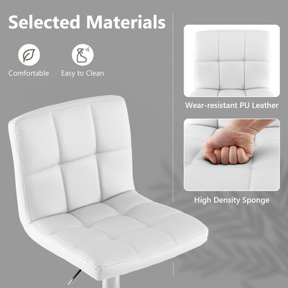 Ergonomic Swivel Bar Stool with Adjustable Height and PU Leather Cushion - White