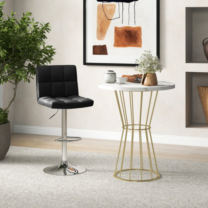 Ergonomic Swivel Bar Stool with Adjustable Height and PU Leather Cushion - Black