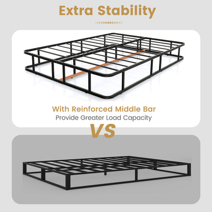 Queen Size Metal Platform Bed Frame with Sturdy Support Bars & Non-Slip Foot Pads – No Box Spring Needed, Modern Design
