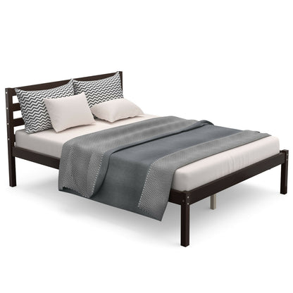 Stylish Wooden Bed Frame with Headboard and Plywood Slat Support - Full Size