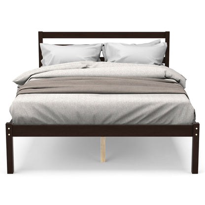 Stylish Wooden Bed Frame with Headboard and Plywood Slat Support - Full Size