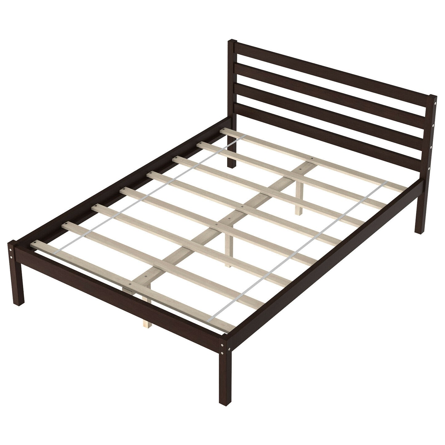 Stylish Wooden Bed Frame with Headboard and Plywood Slat Support - Full Size