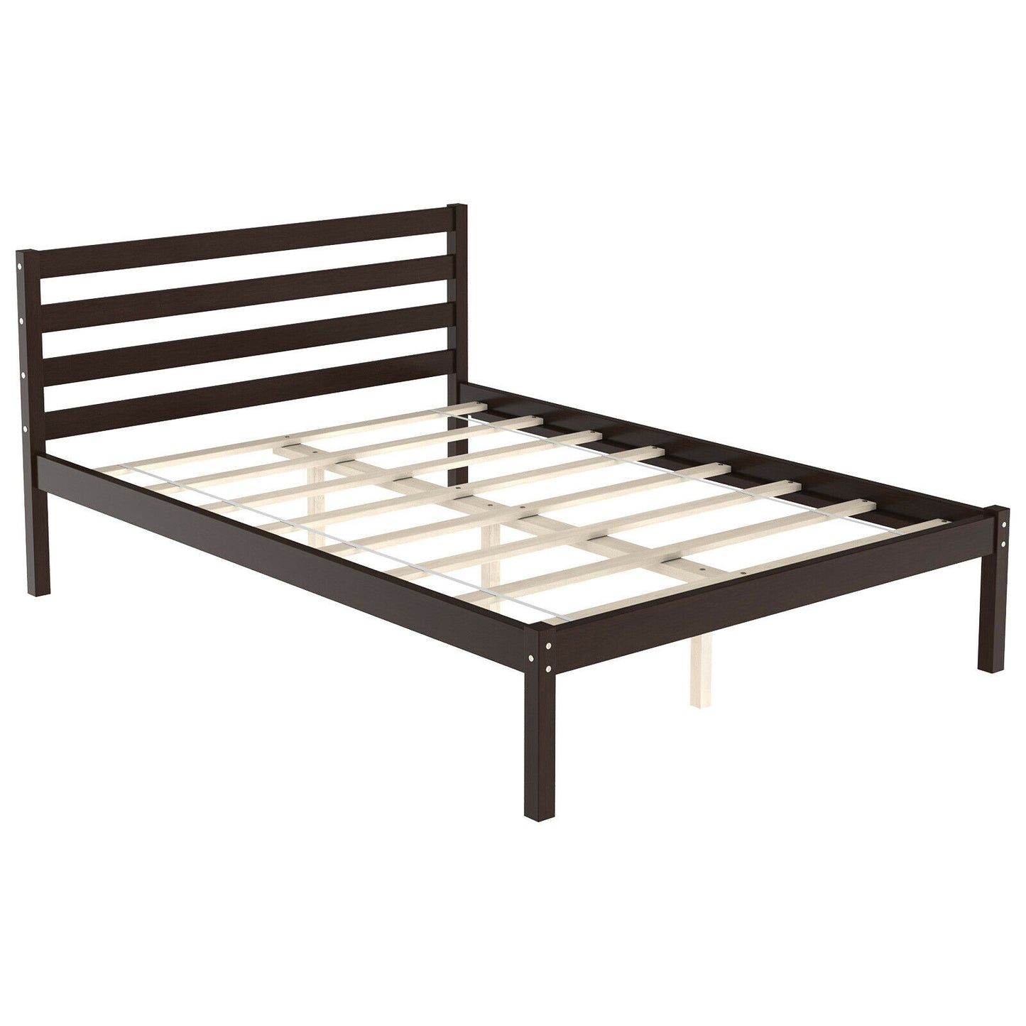 Stylish Wooden Bed Frame with Headboard and Plywood Slat Support - Full Size