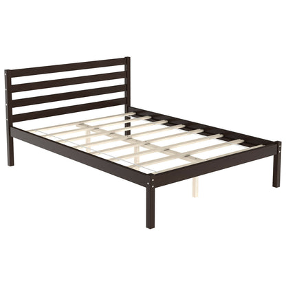 Stylish Wooden Bed Frame with Headboard and Plywood Slat Support - Full Size