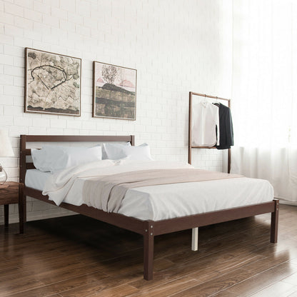 Stylish Wooden Bed Frame with Headboard and Plywood Slat Support - Full Size