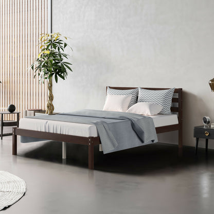 Stylish Wooden Bed Frame with Headboard and Plywood Slat Support - Full Size