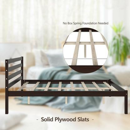 Stylish Wooden Bed Frame with Headboard and Plywood Slat Support - Full Size