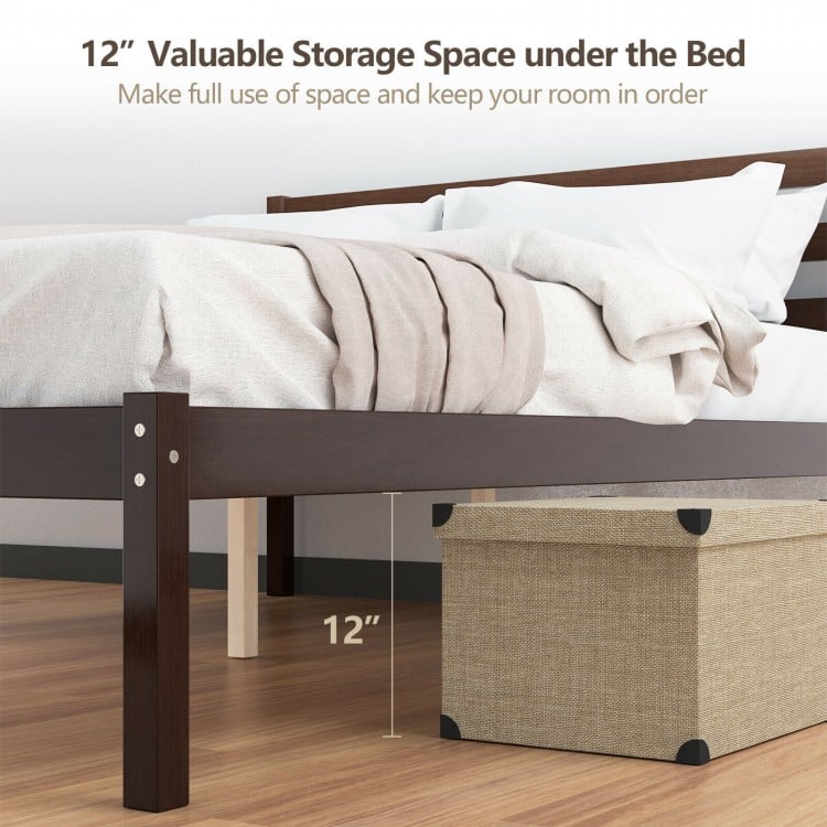 Stylish Wooden Bed Frame with Headboard and Plywood Slat Support - Full Size