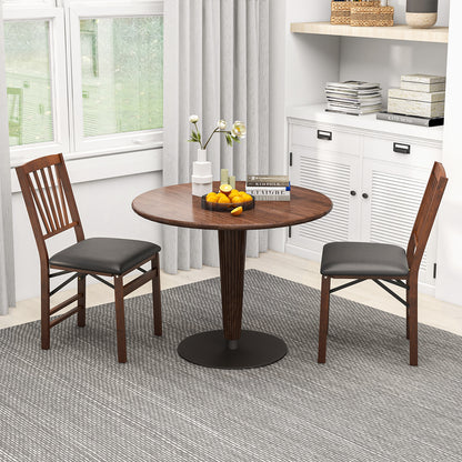 Pair of Folding Chairs with Padded Seat and Sturdy Rubber Wood Frame for Compact Storage