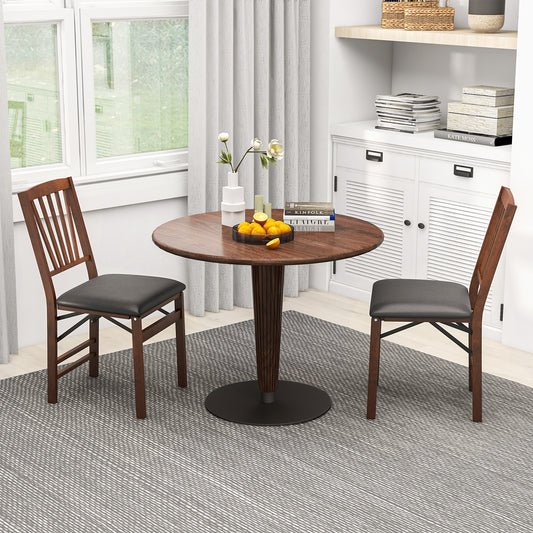 Pair of Folding Chairs with Padded Seat and Sturdy Rubber Wood Frame for Compact Storage