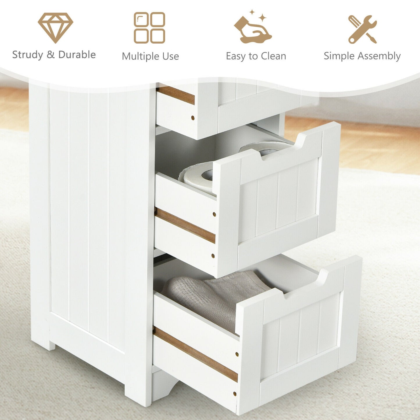 Compact 4 Drawer Freestanding Storage Cabinet with Versatile Organizer