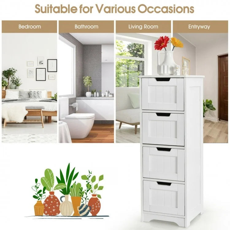 Compact 4 Drawer Freestanding Storage Cabinet with Versatile Organizer